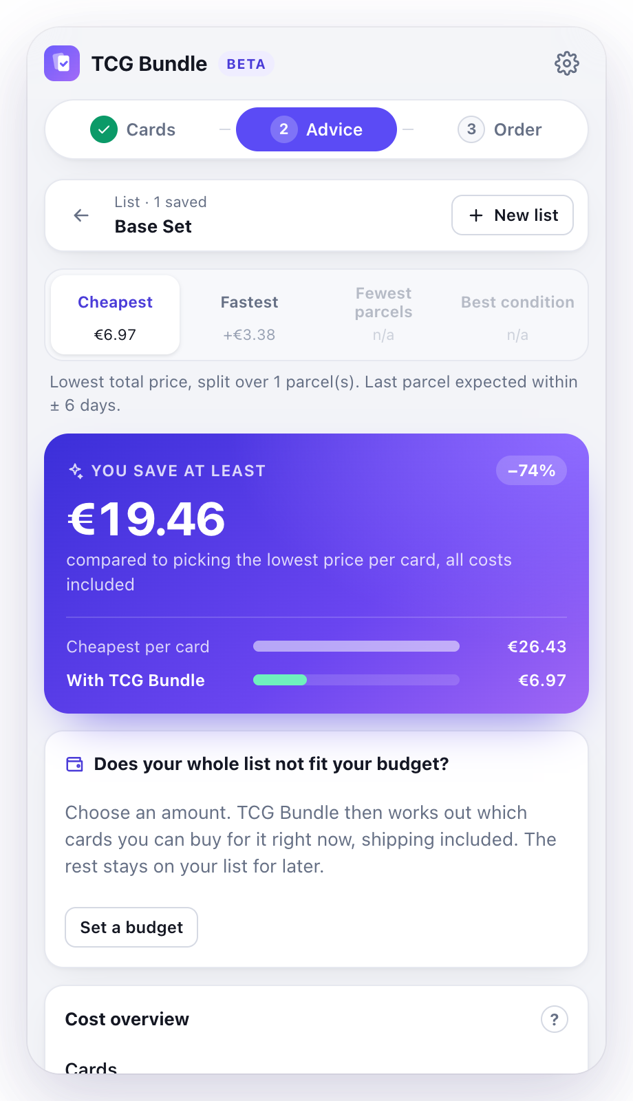 TCG Bundle advice: you save at least €19.42